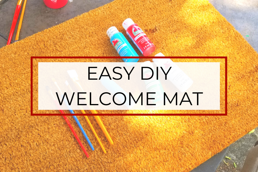A cute welcome mat is an affordable addition to your front door to freshen it up for the new season, but it's also a fun and affordable DIY. Check out how to DIY your own welcome mat here!